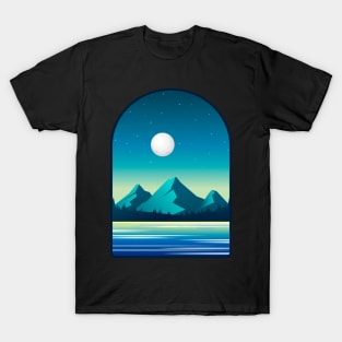 Mountain Lake Sticker, For Norway lovers, Moon T-Shirt